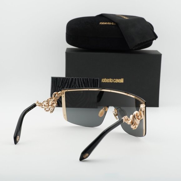 Roberto Cavalli SRC015M 0300 Sunglasses Gold Shield Frame, Brown Lenses main image 9